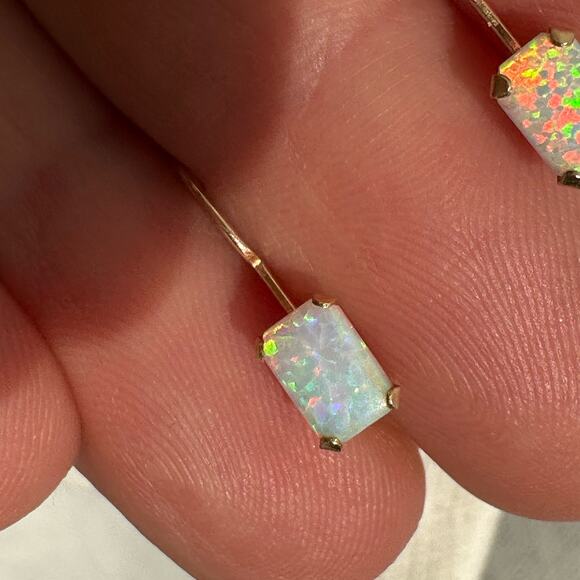 14k Opal Dangle Earrings - Picture 3 of 11